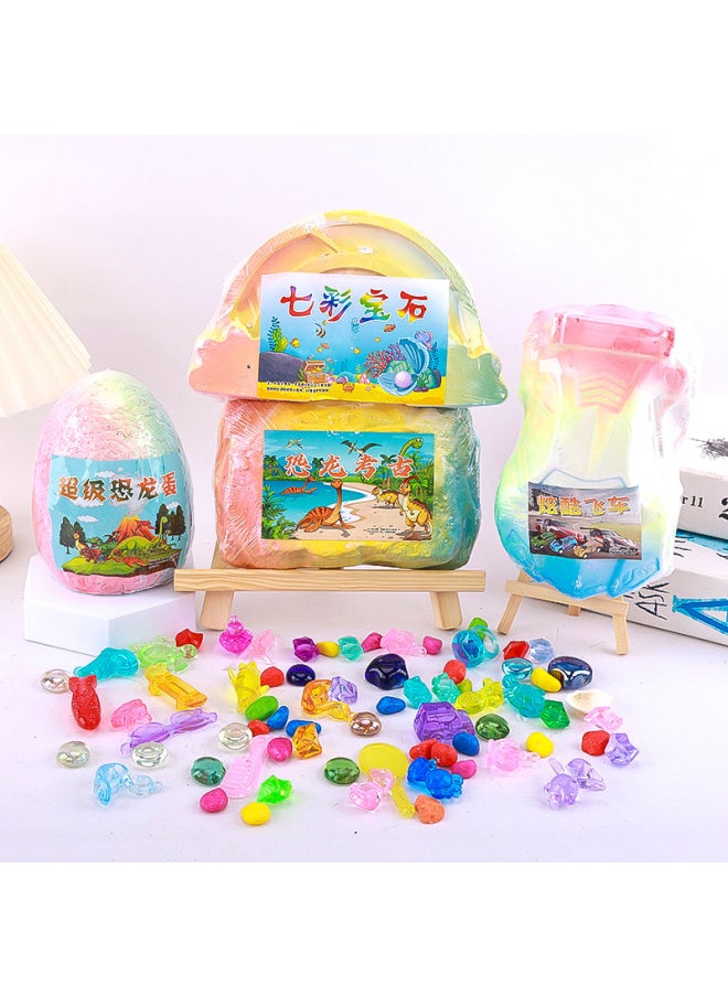 Generic - Archaeological Digging Toys Dinosaur Fossils Stall Luminous Gem Blind Stone Children's Knocking Digging Treasure Toys Blind Box-Color:Titanium Empty Rabbit - Image 1