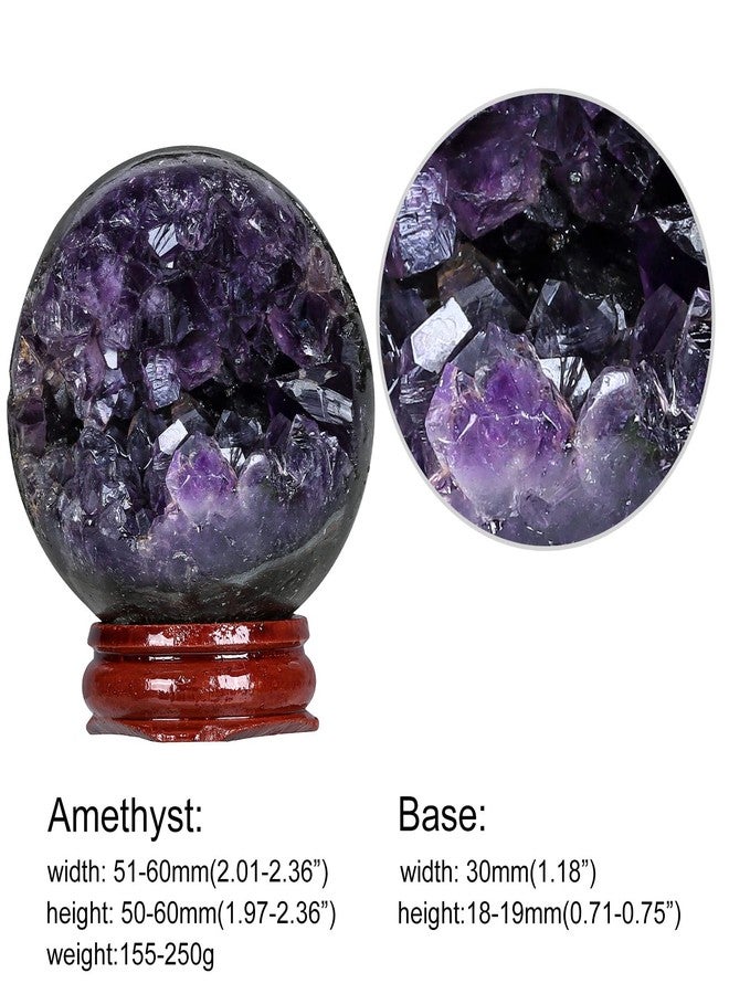 SUNYIK Natural Amethyst Crystal Ball with Wood Stand, Druzy Geode Sphere Ball Fengshui Divination for Easter, 2.00-2.36 Inches - Image 3