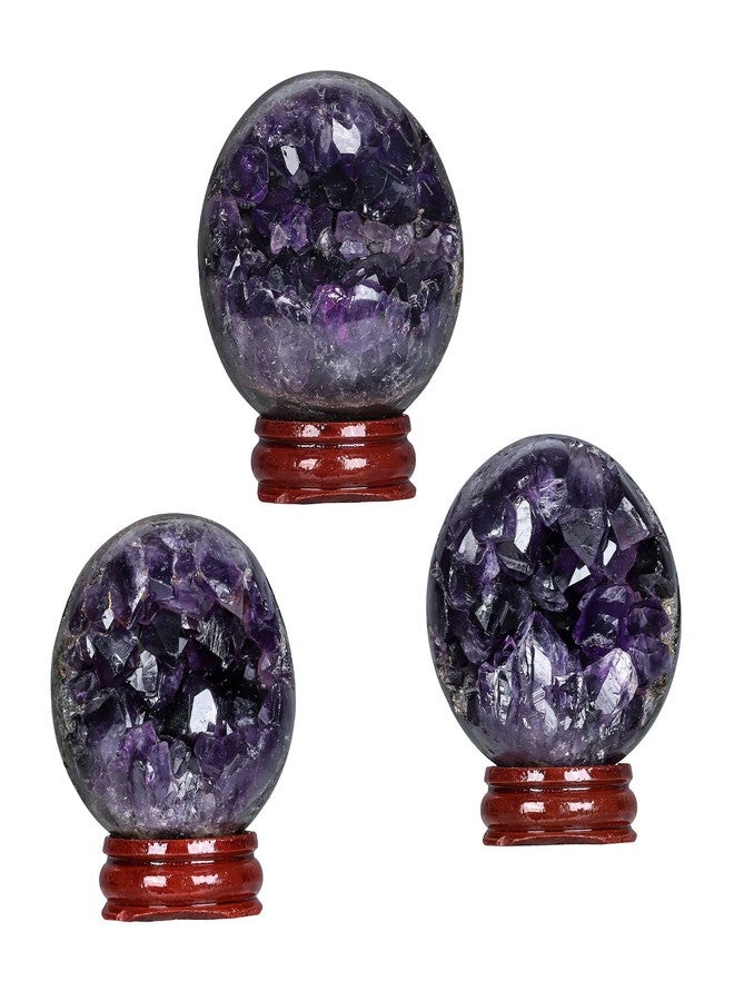 SUNYIK Natural Amethyst Crystal Ball with Wood Stand, Druzy Geode Sphere Ball Fengshui Divination for Easter, 2.00-2.36 Inches - Image 5