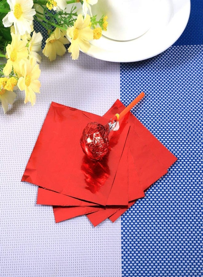 Junluck 100Pcs/Lot Foil Candy Wrappers, 3" X 3" Chocolate Making Foil Wrappers DIY Package Candy Paper Dessert Packaging Wrapping Papers for Homemade Sweets, Lollipops, Brownies (Red) - Image 2