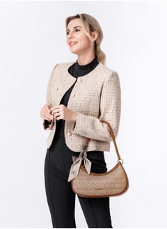 BLLE ROWN Quiet Luxury Elegant Portable Brown Color Shoulder Bag With Scarf Decoration,Fashionable Hobo Bag For Vacation, East West Bags Crossbody Bag For College students, for Women, Rookies & White-collar Workers  - Image 2