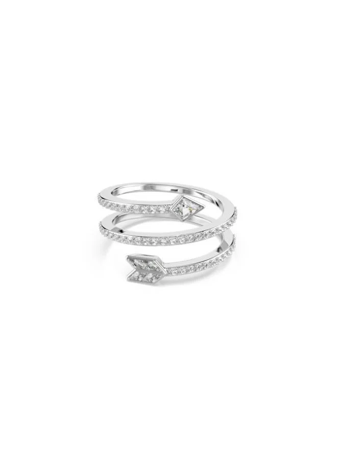 Swarovski Idyllia White Crystal Arrow Rhodium Plated Ring (Size 55)