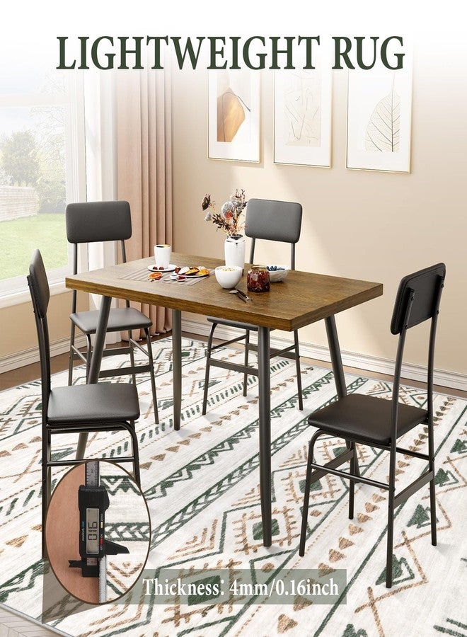 Aoyaomi Area Rug Living Room Rugs 5x7 - Large Soft Boho Geometric Rugs, Non-Slip Foldable Washable Area Rug Non Shedding Morden Indoor Floor Carpet for Living Bedroom Office Dining Room(Brown Green,5'x7') - Image 5