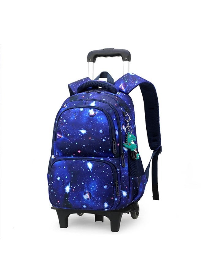 Rolling Backpack for Kids Solid Color Trolley Bookbags Elementary School Students Schoolbag - Image 1