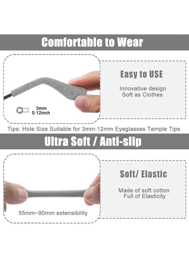 Eye Glasses Ear Grippers, Soft Knitting Cotton Arm Cushion for Glasses Behind Ear, Anti Slip Eye Glass Ear Grips, Non Slip Ear Pads for Glasses, Eyeglasses Temple Tips for Pain - Image 2