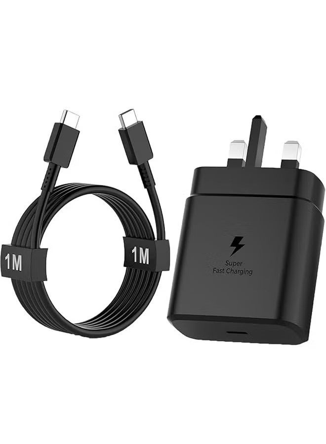 غولو شاحن فائق السرعة USB-C بقوة 45 وات مع كابل من النوع C بطول 1 متر، محول سفر بمقبس المملكة المتحدة، متوافق مع أجهزة Samsung Galaxy S22 S21 S20 S10 S9 S8 /Note USB C متوافق مع أجهزة أخرى من النوع C - Image 1