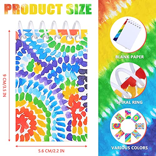 Nezyo 24 Pcs Mini Tie Dye Notepads Multicolor Style Pocket Notebooks for Kids Spiral Mini Notebook Fun Coil Little Notepad Tie Dye Birthday Party Supplies Small Note Pads Tie Dye Party Favors(Vivid Style) - Image 3
