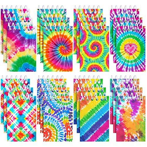 Nezyo 24 Pcs Mini Tie Dye Notepads Multicolor Style Pocket Notebooks for Kids Spiral Mini Notebook Fun Coil Little Notepad Tie Dye Birthday Party Supplies Small Note Pads Tie Dye Party Favors(Vivid Style) - Image 1