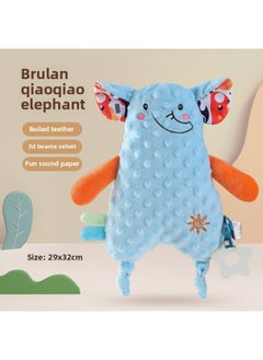 Generic The Baby-coaxing Artifact Soothing Toys Can Be Imported And Can Be Chewed Without Hair Falling Off. The Sleeping Artifact Is A Stroking Towel To Sleep With Plush Hand Puppets.-Color:Blue Qiaoqiao Elephant Comfort Doll  - Image 1