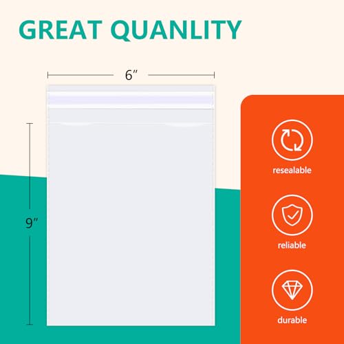 iMailer 200 Pcs 6 x 9 Clear Plastic Cellophane Bags Resealable Self Sealing Cello Bags for A7 A8 A9 Cards Envelopes Photo Prints Candies - Image 5