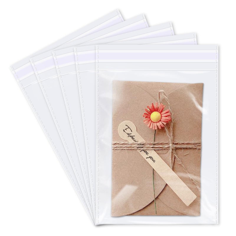 iMailer 200 Pcs 6 x 9 Clear Plastic Cellophane Bags Resealable Self Sealing Cello Bags for A7 A8 A9 Cards Envelopes Photo Prints Candies - Image 3