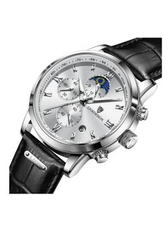 LIGEDESIGN Water Resistant Watches Men's Chronograph Quartz Watch for Men Business with Luxury Leather Band Black  - Image 2