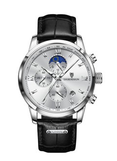 Black strap silver dial