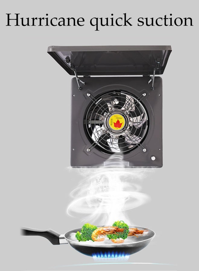 DUNISO مروحة عادم للجدار، تنظيم سرعة غير متدرج، 100 واط، شفاط قوي، مروحة تهوية قابلة للطي للمطبخ، الحمام، غسيل الملابس، المرآب (أسود) - Image 5