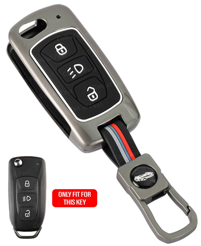 Coll of Fest Metal Silicon Key Cover Compatible with Compatible for Tata Nexon|Altroz|Tiago|Punch|Harrier|Safari|Tigor 3 Button Smart Key Special Feature Visible in Low-Light Condition,Black - Image 3