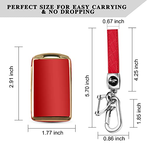 QBUC Mazda Key Fob Cover Case with Leather Keychain for 2019-2023 Mazda 3, 6, CX-5, CX-9, CX-30 (2/3/4 Buttons) (Red) - Image 5