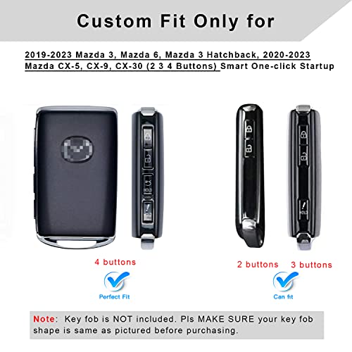 QBUC Mazda Key Fob Cover Case with Leather Keychain for 2019-2023 Mazda 3, 6, CX-5, CX-9, CX-30 (2/3/4 Buttons) (Red) - Image 3
