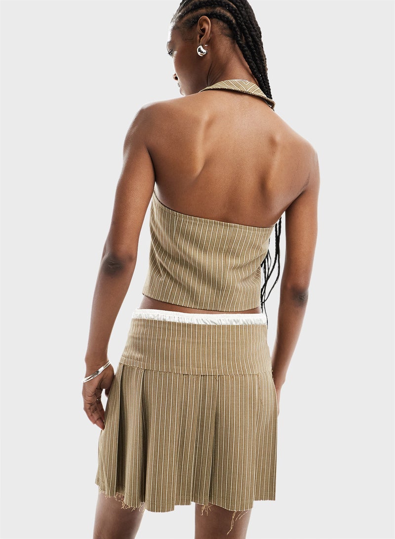 Reclaimed Vintage Striped Button Detailded Waistcoat  - Image 2