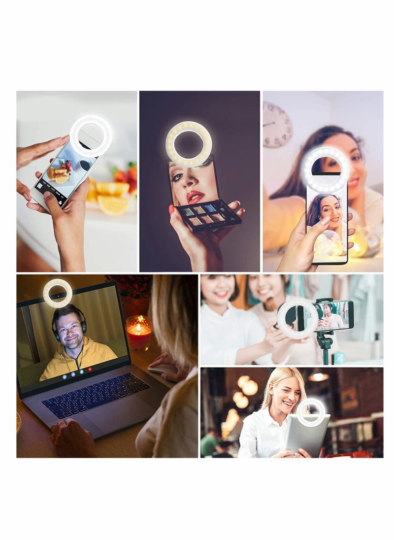 Excefore - Zoom Call Light, Laptop Light for Video Conferencing, Phone Selfie Ring Light LED Circle Mini Light for Zoom Call, Self Broadcasting, Live Streaming,Online Meeting, Photography (White) - Image 1