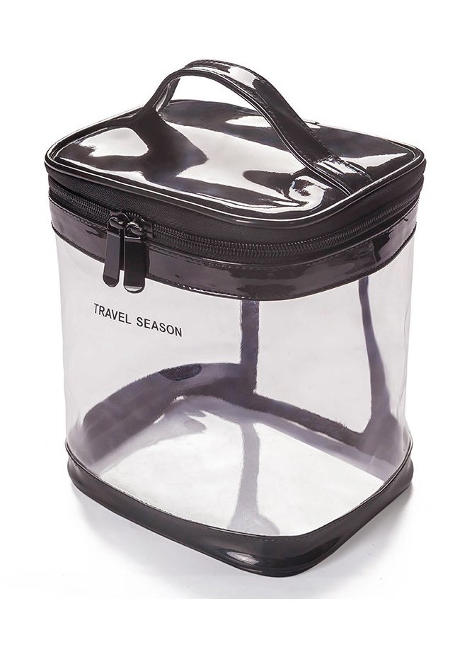 Generic Large Capacity Fashionable Portable Travel Makeup Small Bag Round Bucket Bag Black  - Image 1