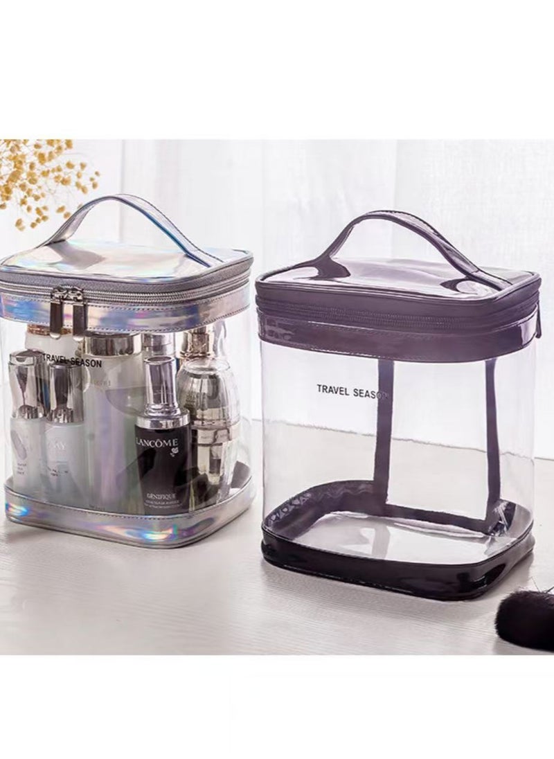 Generic Large Capacity Fashionable Portable Travel Makeup Small Bag Round Bucket Bag Black  - Image 2