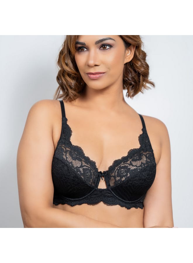Aadaraya Aadaraya Lace Detail Bra with Hook and Eye Closure  - Image 3