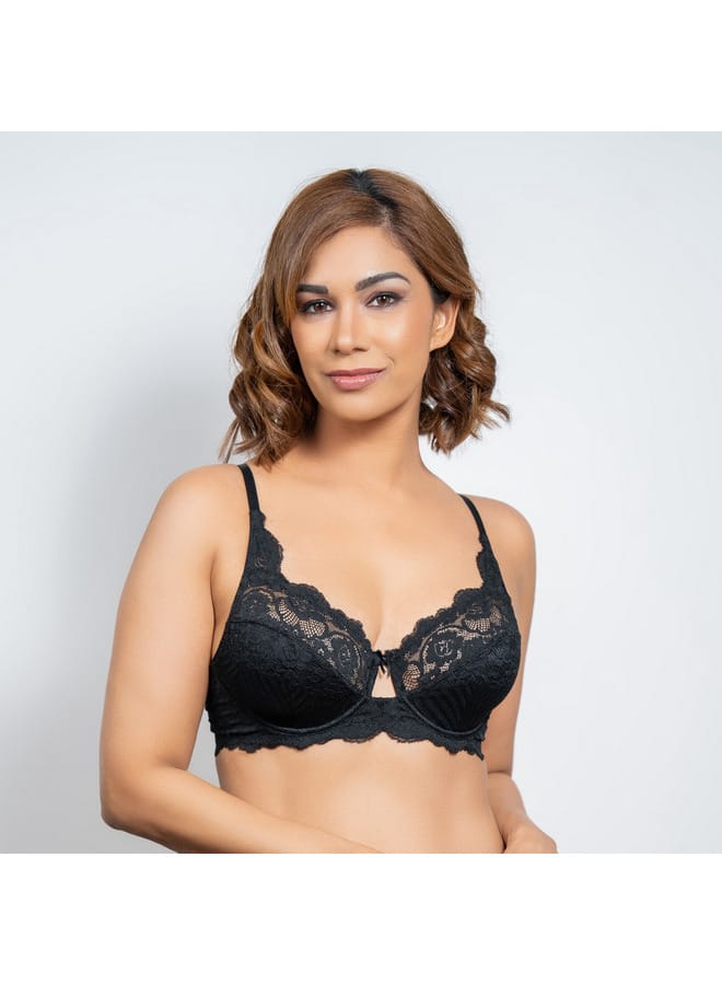 Aadaraya Aadaraya Lace Detail Bra with Hook and Eye Closure  - Image 2
