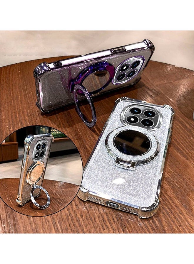 Magnetic Glitter for Xiaomi Redmi Note 15 Case，Camera Lens Protector，Sparkly Stand，Makeup Mirror，Support Wireless Charging， Luxury Gradient Shockproof Xiaomi Redmi Note 15 5G Cover - Image 3