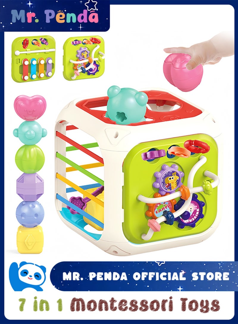 Mr. Penda Baby Activity Center Shape Sorter, 7 in 1 Sorting Box, Early Learning Interactive Montessori Toys Gifts for Toddlers Boys Girls (Random Color) - Image 1