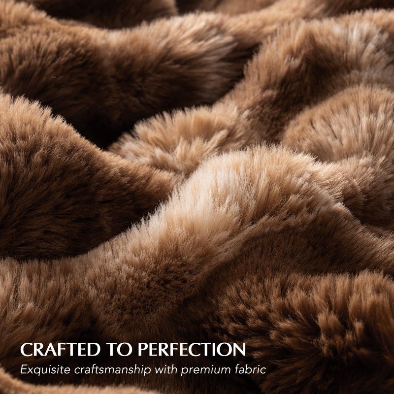EverGrace Ultra Soft Luxury Fluffy Faux Rabbit Fur Throw Blanket, Thick Warm Bubble Throw for Bed, Cozy Plush Reversible Blankets for Couch, Chair, Sofa, Lion Caramel, 50x60 Inches - Image 4