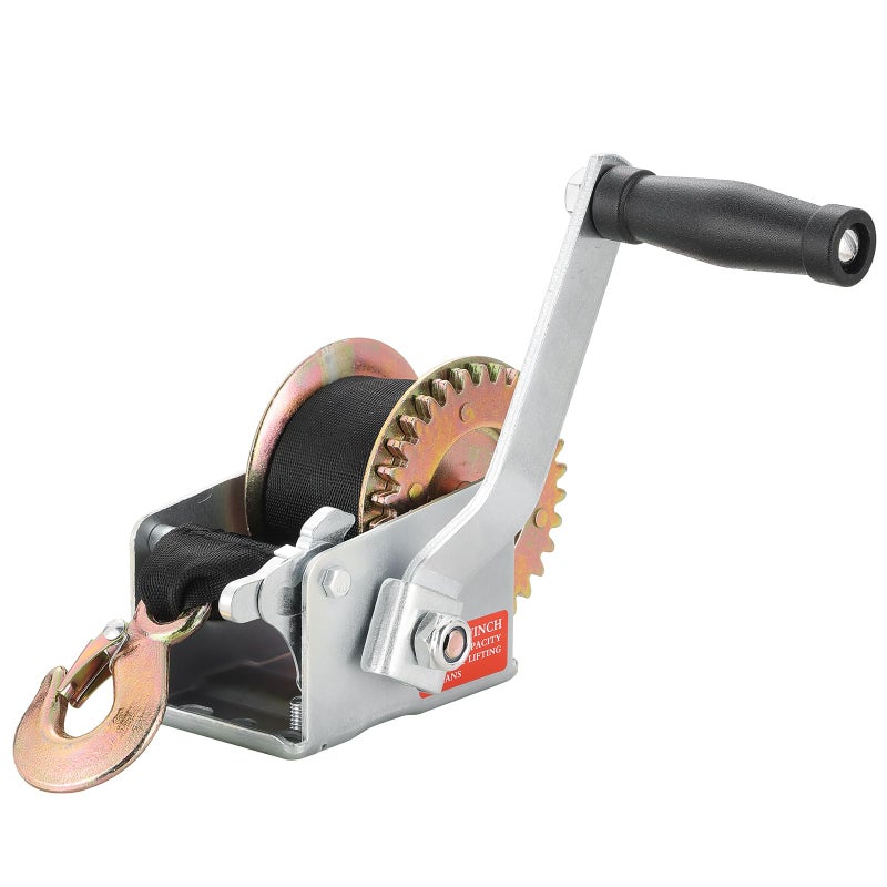 Acymner Hand Winch, 800LBS Heavy Duty Boat Trailer Winch with 16FT Strap, Two-Way Ratchet Gear for Trailer Boat Towing with Crank Handle - Image 1