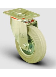 Emes Gray Rubber Light Industrial Wheel with Swivel Plate Connection, Bushing, Diameter: 125 - Em01 Sprg 125 