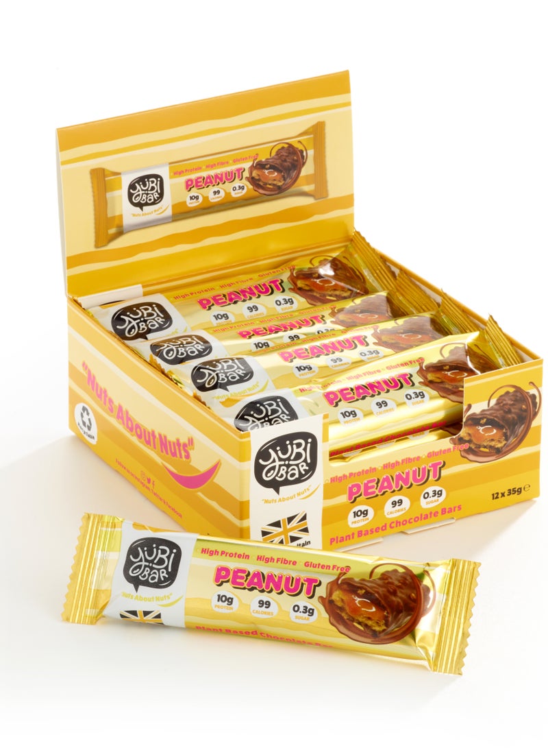 يوبي بار يـوبي بار ألواح بروتين نباتية بالفول السوداني - 12 × 35 غرام - 99 سعرة حرارية - خالية من الغلوتين ومنتجات الألبان - صنع في المملكة المتحدة - Image 1