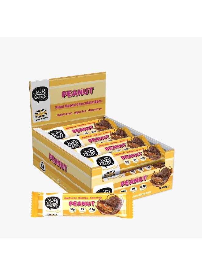 Yubi Bar Vegan Peanut Protein Bars - 12 x 35 g (Total 420 g) - 99 Calories, High Protein & Fibre, Low Sugar, Gluten & Dairy-Free Healthy Snack, Made in UK - Image 1