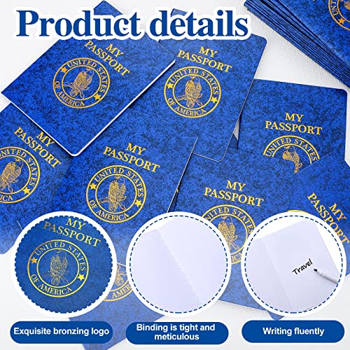 Woanger 100 Pcs Blank Passport for Kids Book Passport Notebook Blue Bulk 4 x 5.5 Inch Play Fake Pass Port for Travel Operation World Travel Activity (Classic) - Image 3