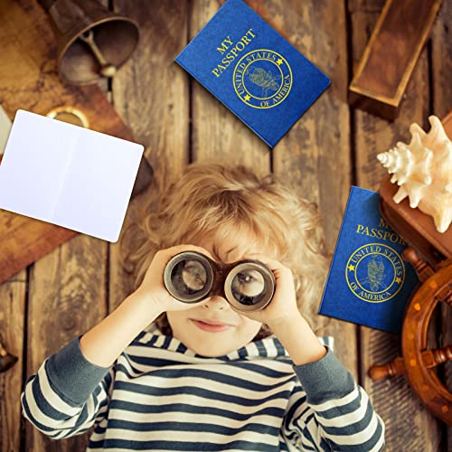Woanger 100 Pcs Blank Passport for Kids Book Passport Notebook Blue Bulk 4 x 5.5 Inch Play Fake Pass Port for Travel Operation World Travel Activity (Classic) - Image 5