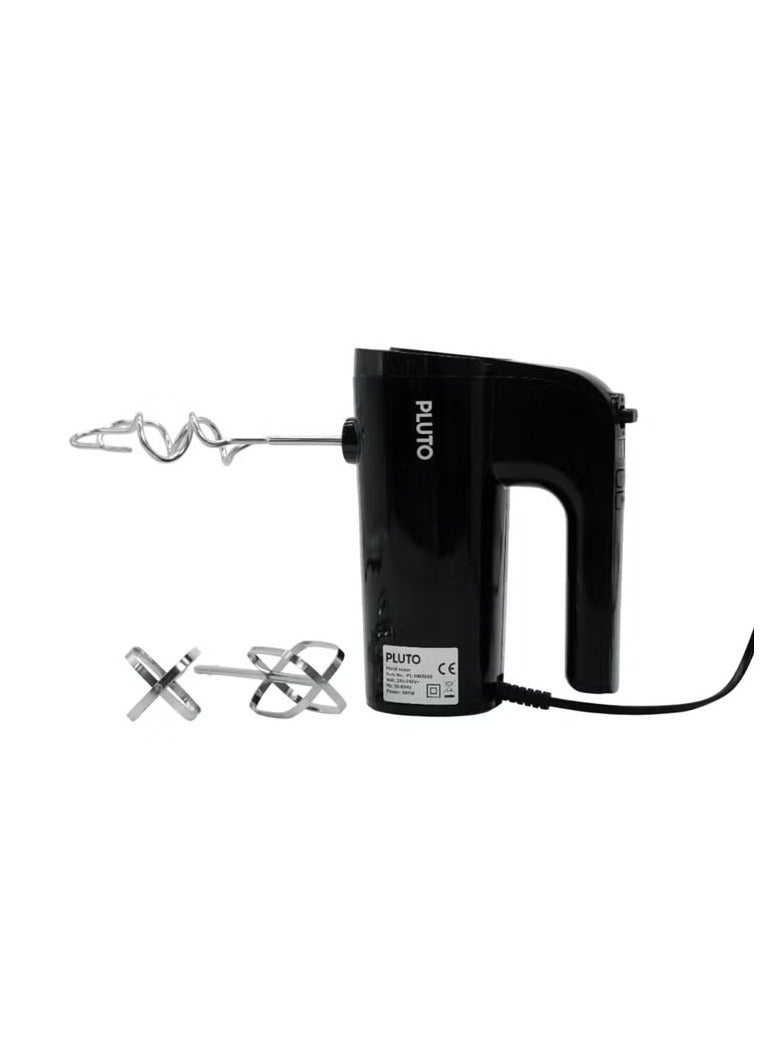 Pluto Hand Mixer, 500W, 5 Speeds with Turbo, Black, PL-HM5005 - Image 1