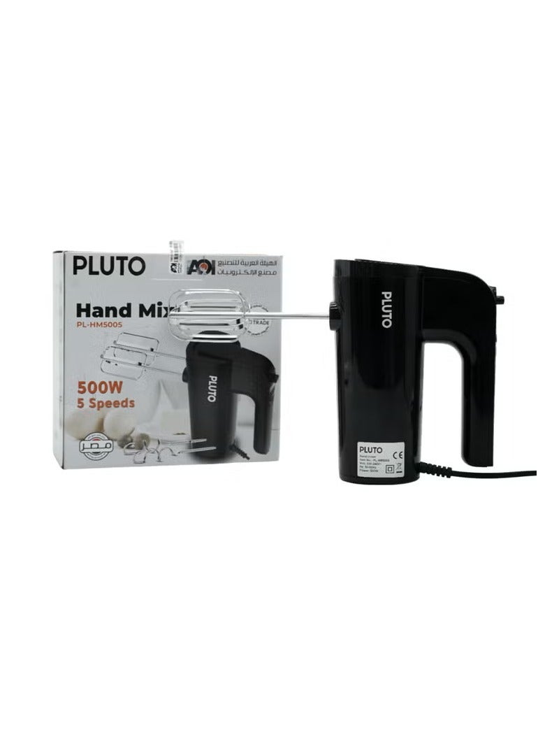 Pluto Hand Mixer, 500W, 5 Speeds with Turbo, Black, PL-HM5005 - Image 2