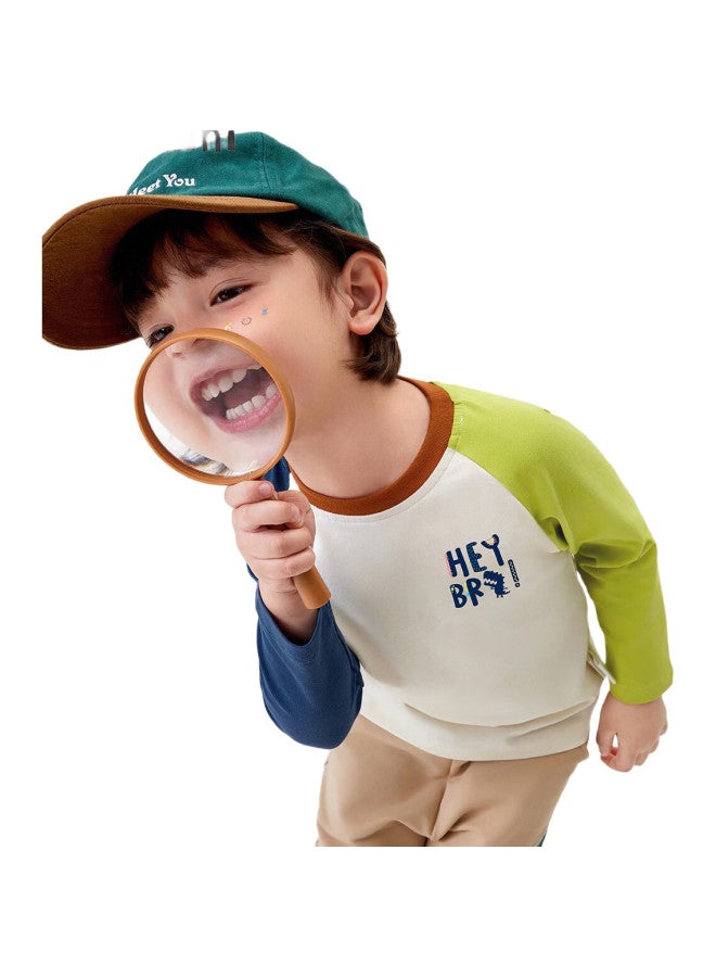 MQDMINI Children'S Clothing, Kids' Long-Sleeve T-Shirt, Boys' Undershirt, Girls' Color-Block Clothing, Yy Dinosaur, Light Green, Size 100 - Image 2