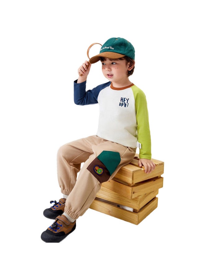 MQDMINI Children'S Clothing, Kids' Long-Sleeve T-Shirt, Boys' Undershirt, Girls' Color-Block Clothing, Yy Dinosaur, Light Green, Size 100 - Image 3