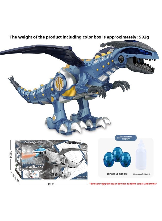2.4g Wireless Remote Control Velociraptor Electric Sound And Light Spray Egg Dinosaur Toy Tyrannosaurus Rex Model Children's Toy-Color:Mechanical Spray Dragon-blue (egg Laying + Spray) - Image 1