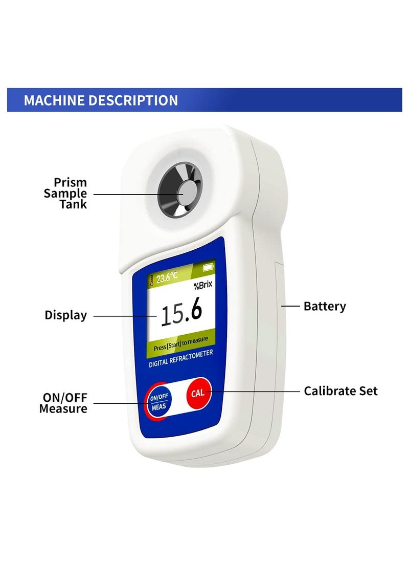 SYOSI - Digital Brix Refractometer Range 0-35% ±0.2% Range High Precision Fruit Meter with Automatic Temperature Compensation LCD Display IP65 Water and Dust Proof for Fruit Juice Coffee and More - Image 1