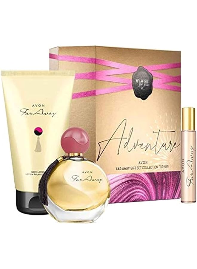 AVON Far Away Gift Set Eau De Parfum 50Ml Body Lotion And Purse Spray Xmas  - Image 1