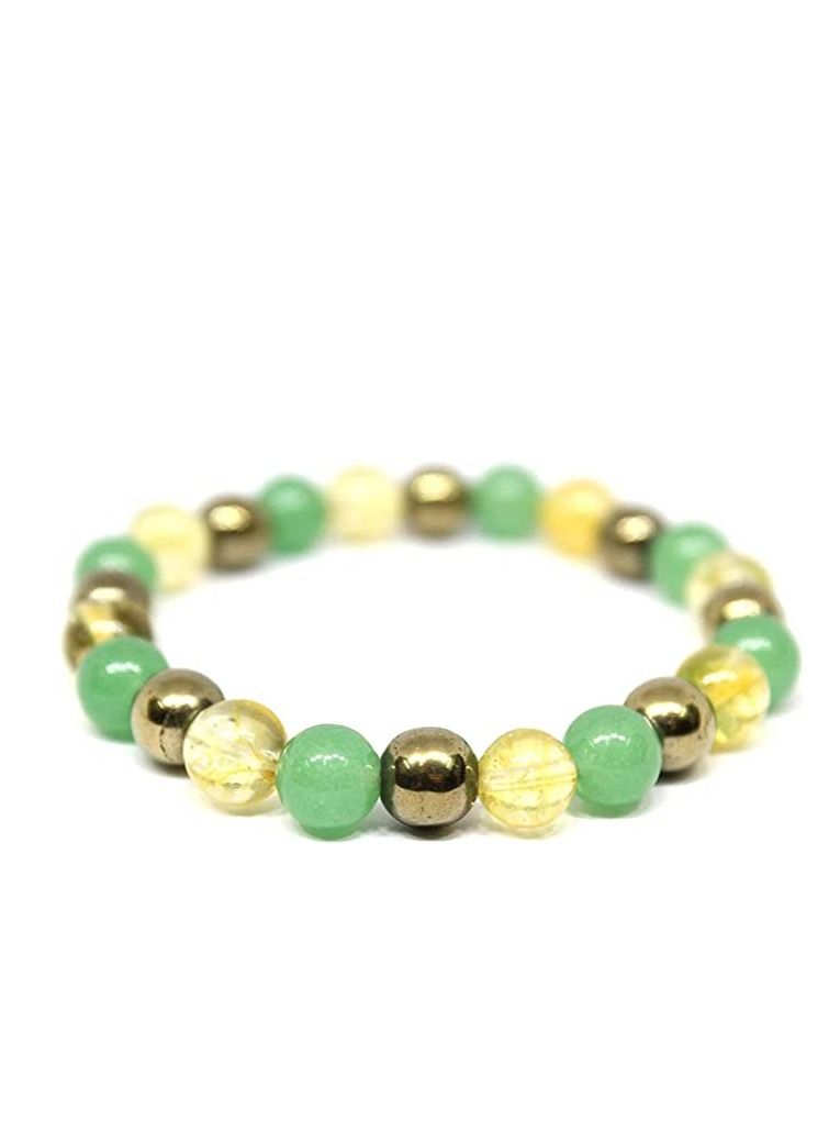REBUY Citrine Stone Green Aventurine Golden Pyrite Stone Bracelet - Image 1