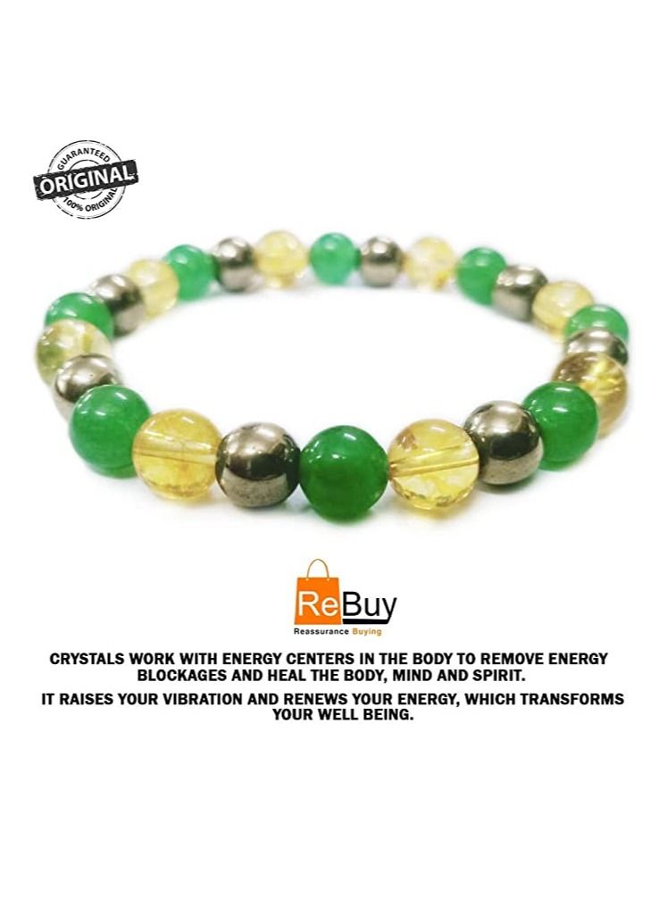 REBUY Citrine Stone Green Aventurine Golden Pyrite Stone Bracelet - Image 2