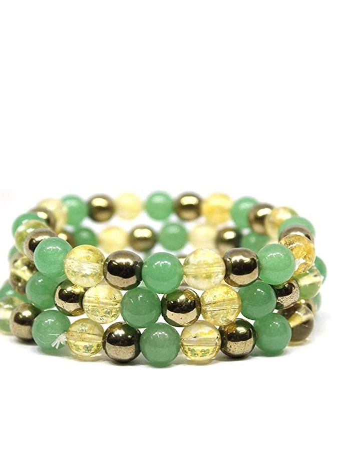 REBUY Citrine Stone Green Aventurine Golden Pyrite Stone Bracelet - Image 3