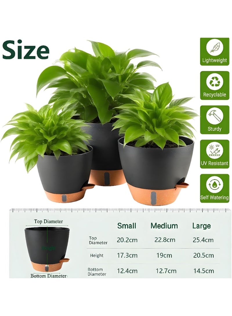 YelaJoy 20/ 23/ 25cm Self Watering Plant Pots, Large Plastic Planter with Drainage Holes,  Modern Decorative Flower Pots for Indoor or Outdoor - Image 3