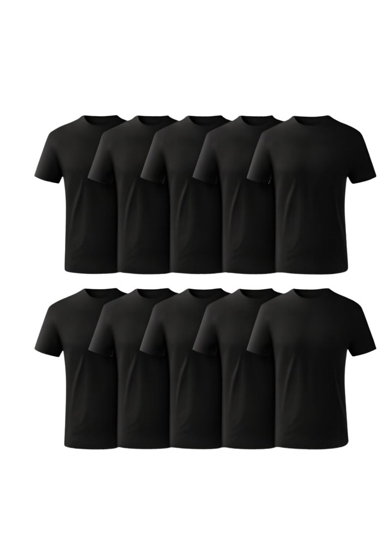 برينت شوب فور مي 10 قطع تي شيرت رجالي ممشط برقبة مستديرة للكبار 190 جرام في المتر المربع من القطن الخالص الألوان الأساسية - Image 1