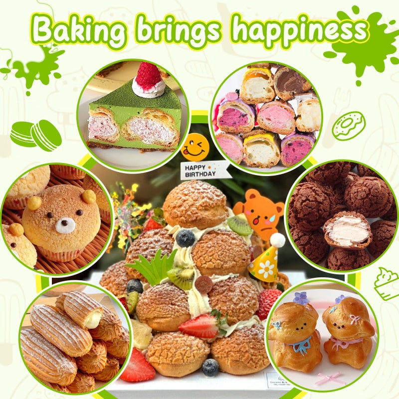 Suuker Cream Piping Tips, Stainless Steel Long Cream Puff Nozzle Decor Small Pastry Icing Piping Decorating Tools (3 Pieces) - Image 5