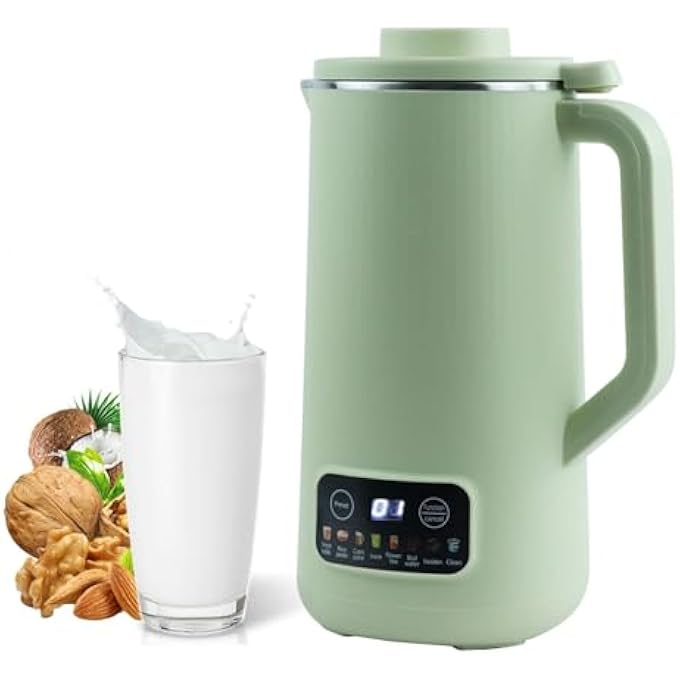 NALACAL صانع حليب الصويا الصغير 21 أونصة ماكينة صنع حليب المكسرات الأوتوماتيكي صانع حليب المكسرات صانع حليب اللوز المنزلي 10 شفرات أوراق التنظيف الذاتي حافظ على الحرارة تغلي الماء تأخير بدء الترشيح الحر أخضر 600 مل - Image 1